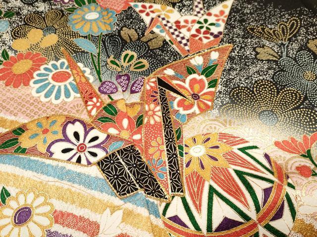  flat мир магазин кимоно * девочка 10 три три . ребенок пешка вышивка складывать журавль . цветок документ .. окраска чёрный металлы . замечательная вещь DAAR6478ma