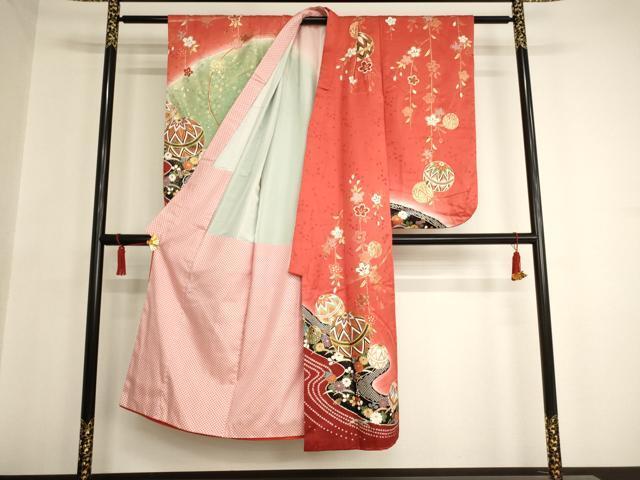 flat мир магазин кимоно * девочка 10 три три . ребенок пешка вышивка . вода цветок рука . документ .. окраска золотая краска натуральный шелк замечательная вещь AAAW6824ja