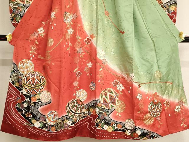 flat мир магазин кимоно * девочка 10 три три . ребенок пешка вышивка . вода цветок рука . документ .. окраска золотая краска натуральный шелк замечательная вещь AAAW6824ja