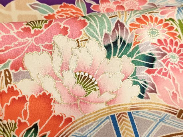 flat мир магазин кимоно * девочка 10 три три . ребенок праздничная одежда пейзаж цветок документ .. окраска золотая краска натуральный шелк замечательная вещь AAAW6972ja