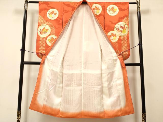 flat мир магазин кимоно * девочка 10 три три . ребенок праздничная одежда * двойной пояс obi комплект пешка вышивка Mai бабочка круг документ золотая краска замечательная вещь DAAS9087ma