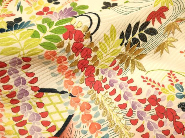  flat мир магазин кимоно * девочка 10 три три . ребенок праздничная одежда * нижняя рубашка комплект накладывающийся воротник имеется вышивка . вода цветок документ .. окраска золотая краска три . обращение замечательная вещь DAAS9206ma