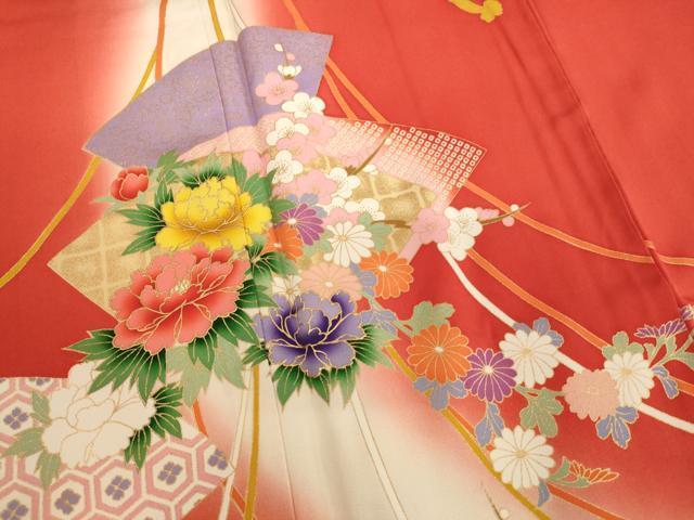 flat мир магазин кимоно * 10 три три . праздничная одежда бумажная часть веера цветок документ .. окраска золотая краска натуральный шелк замечательная вещь AAAY2481ja