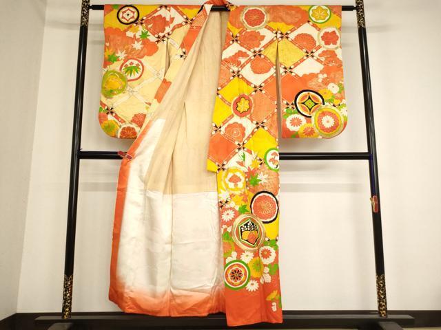  flat мир магазин кимоно * девочка 10 три три . ребенок праздничная одежда пешка вышивка Hanamaru документ золотая краска замечательная вещь AAAY2551ja