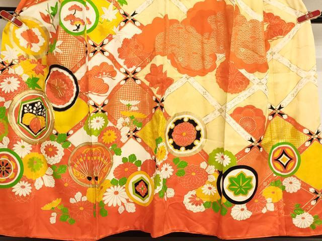  flat мир магазин кимоно * девочка 10 три три . ребенок праздничная одежда пешка вышивка Hanamaru документ золотая краска замечательная вещь AAAY2551ja