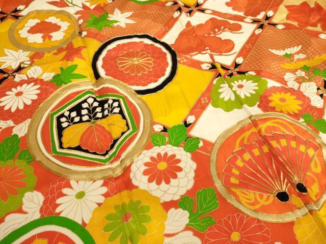  flat мир магазин кимоно * девочка 10 три три . ребенок праздничная одежда пешка вышивка Hanamaru документ золотая краска замечательная вещь AAAY2551ja