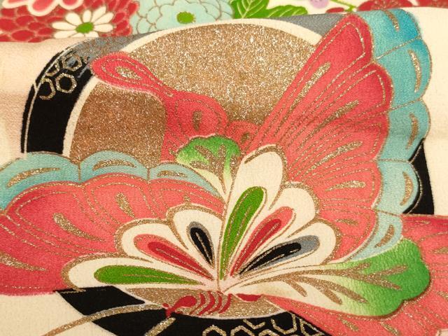 flat мир магазин кимоно * semi античный девочка 10 три три . ребенок праздничная одежда цветок бабочка круг документ золотая краска замечательная вещь AAAY2556ja