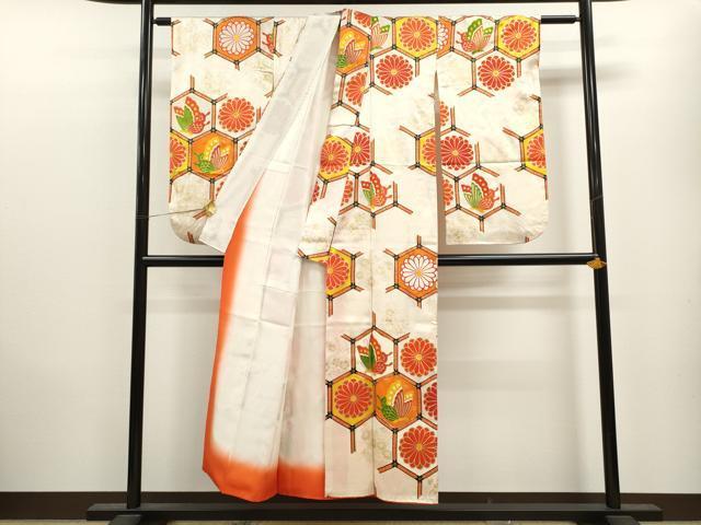 flat мир магазин кимоно * девочка 10 три три . ребенок праздничная одежда * длинное нижнее кимоно * двойной пояс obi комплект пешка вышивка черепаха . Mai бабочка . документ золотая краска замечательная вещь CAAV9403ze