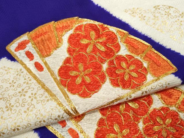  flat мир магазин кимоно * девочка 10 три три . ребенок праздничная одежда * длинное нижнее кимоно * двойной пояс obi комплект пешка вышивка диафрагмирования кипарисовик туполистный . цветок документ золотая краска замечательная вещь CAAV9404ze