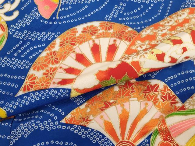 平和屋着物[]七五三　女の子　３歳　祝着　三つ身　帯セット　片輪車花蝶文　金彩　洗える着物　AAAU5432ja_画像4