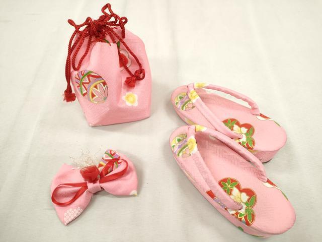 平和屋着物[]七五三　女の子　３歳　祝着　三つ身　長襦袢・被布・小物セット　鞠舞花文　金彩　洗える着物　CAAT6348ze_画像8