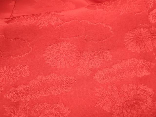 平和屋着物[]七五三　女の子　３歳　被布　菊花地紋　紅赤色　逸品　DAAW2975ma_画像4