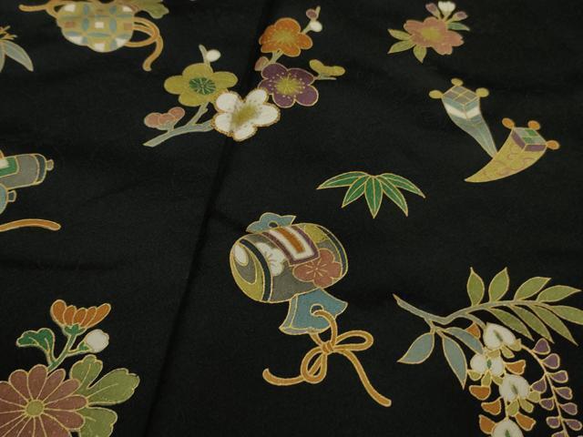 平和屋着物■極上 訪問着 宝尽くし 黒地 逸品 DZAA9921kh5_画像6