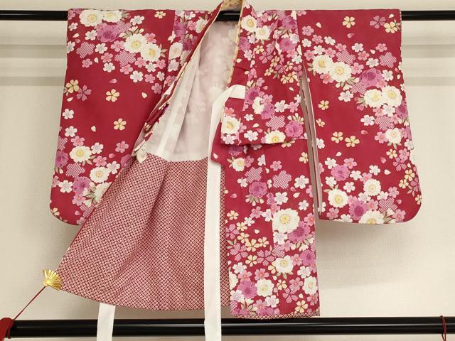 平和屋着物[]七五三　女の子　３歳　祝着　三つ身　長襦袢・被布セット　舞花文　AAAU5608ja_画像2