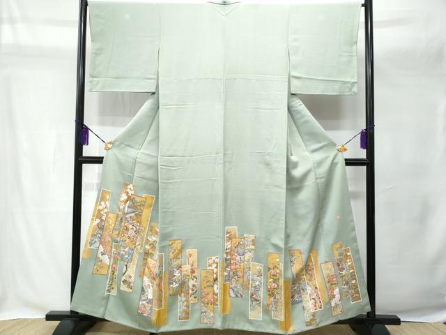 平和屋着物■豪華色留袖　作家物　駒刺繍　短冊重ね吉祥花文　金彩　正絹　逸品　CAAY7897fb_画像1