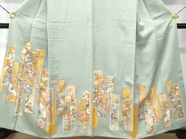 平和屋着物■豪華色留袖　作家物　駒刺繍　短冊重ね吉祥花文　金彩　正絹　逸品　CAAY7897fb_画像3