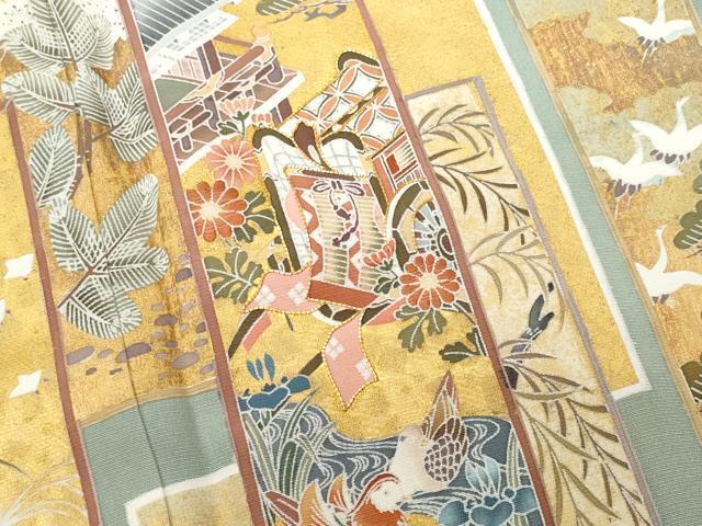 平和屋着物■豪華色留袖　作家物　駒刺繍　短冊重ね吉祥花文　金彩　正絹　逸品　CAAY7897fb_画像4