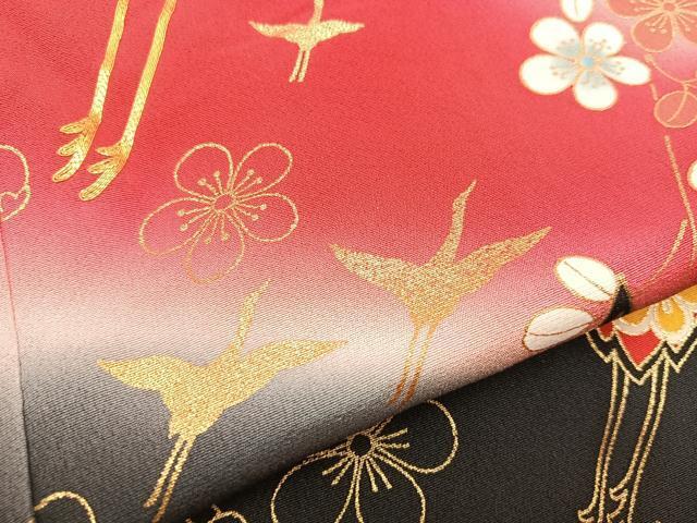 平和屋着物[]七五三　女の子　７歳　祝着　四つ身　袋帯セット　刺繍　飛鶴舞蝶文　暈し染め　金彩　逸品　BAAT2988mz_画像7