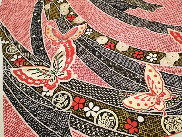 平和屋着物[]七五三　女の子　７歳　祝着　四つ身　襦袢セット　束ね熨斗舞蝶花文　金銀彩　逸品　CAAR6800ze_画像3