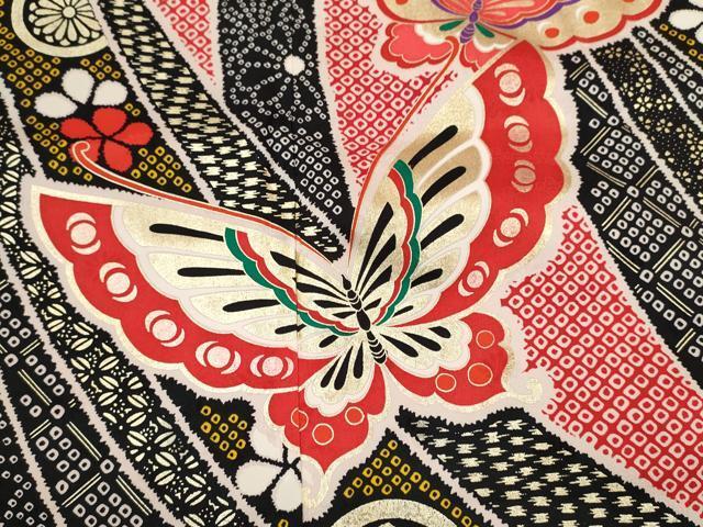 平和屋着物[]七五三　女の子　７歳　祝着　四つ身　襦袢セット　束ね熨斗舞蝶花文　金銀彩　逸品　CAAR6800ze_画像4