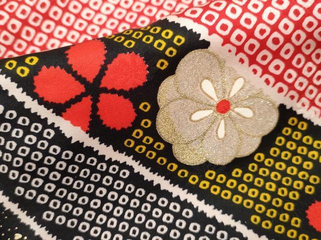 平和屋着物[]七五三　女の子　７歳　祝着　四つ身　襦袢セット　束ね熨斗舞蝶花文　金銀彩　逸品　CAAR6800ze_画像6