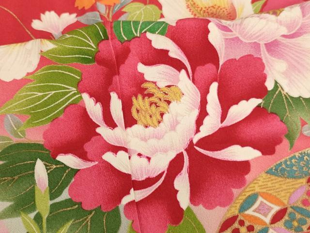 平和屋着物[]七五三　女の子　７歳　祝着　四つ身　花扇文　暈し染め　金彩　正絹　逸品　AAAW7014ja_画像5