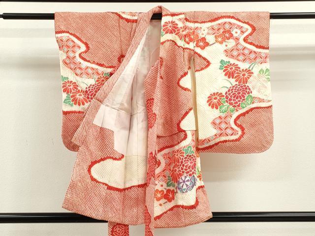 平和屋着物[]七五三　女の子　３歳　祝着　三つ身　総絞り　花車文　逸品　CAAT6316ze_画像2