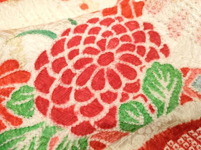 平和屋着物[]七五三　女の子　３歳　祝着　三つ身　総絞り　花車文　逸品　CAAT6316ze_画像6