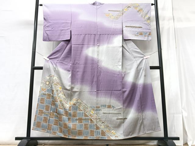 平和屋着物■訪問着　作家物　宝尽くし　暈し染め　金彩　正絹　逸品　CAAZ1728xe_画像1