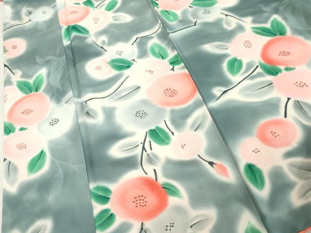 平和屋着物■上質な小紋　刺繍　草花文　暈し染め　正絹　逸品　DAAY3993cd_画像1