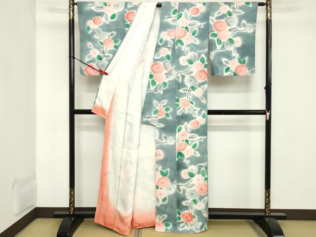 平和屋着物■上質な小紋　刺繍　草花文　暈し染め　正絹　逸品　DAAY3993cd_画像3