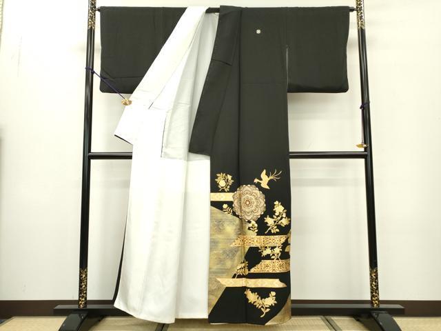平和屋着物▼豪華黒留袖 総刺繍 正倉院鳳凰花文 金彩 正絹 逸品 DAAX9285fe_画像2