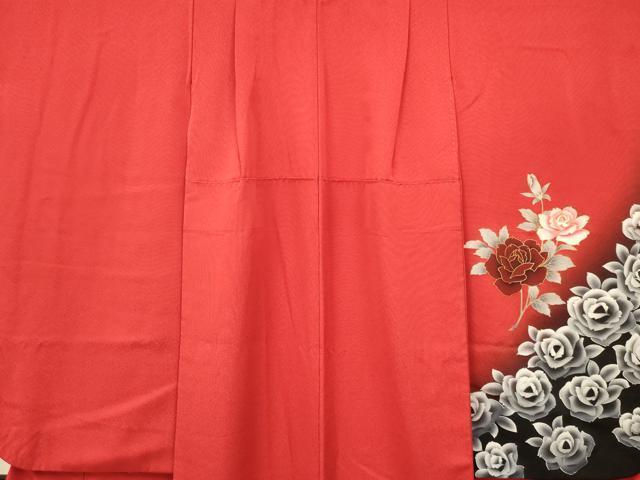 平和屋着物[]七五三　女の子　７歳　祝着　四つ身　薔薇　バラ　舞蝶文　暈し染め　金彩　逸品　DAAS9256ma_画像3