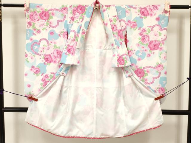 平和屋着物[]松田聖子　SEIKOMATSUDA　七五三　女の子　３歳　祝着　三つ身　長襦袢セット　薔薇　天使　ハート　洗える着物　DAAS9017ma_画像3