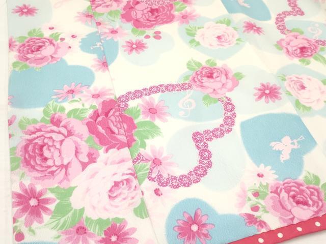 平和屋着物[]松田聖子　SEIKOMATSUDA　七五三　女の子　３歳　祝着　三つ身　長襦袢セット　薔薇　天使　ハート　洗える着物　DAAS9017ma_画像4