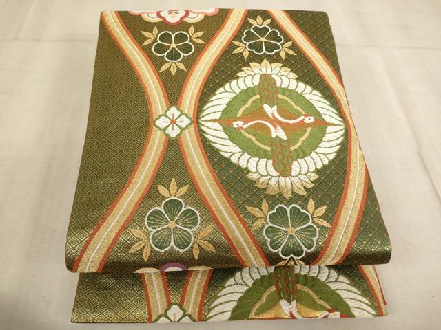  flat мир магазин кимоно [] ребенок все через рисунок двойной пояс obi Tang тканый .. направление . журавль круг документ золотой нить замечательная вещь не использовался AABB5707ja