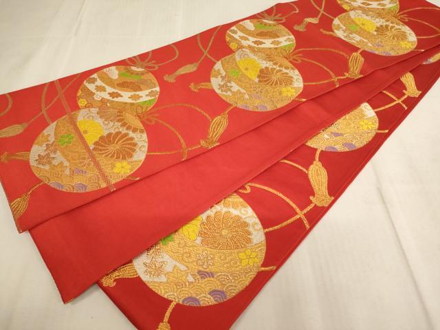  flat мир магазин кимоно [] ребенок все через рисунок двойной пояс obi Tang тканый колокольчик цветок документ золотой нить натуральный шелк замечательная вещь AAAU5357ja