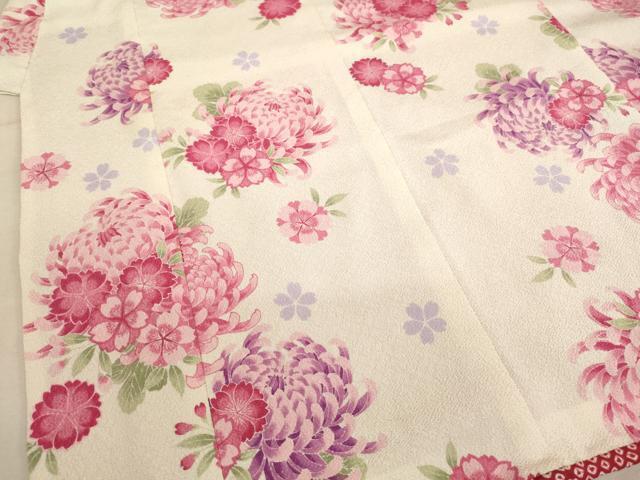 平和屋着物[]七五三　女の子　７歳　祝着　四つ身　襦袢セット　菊桜文　鬼しぼ縮緬　洗える着物　AAAU5474ja_画像3