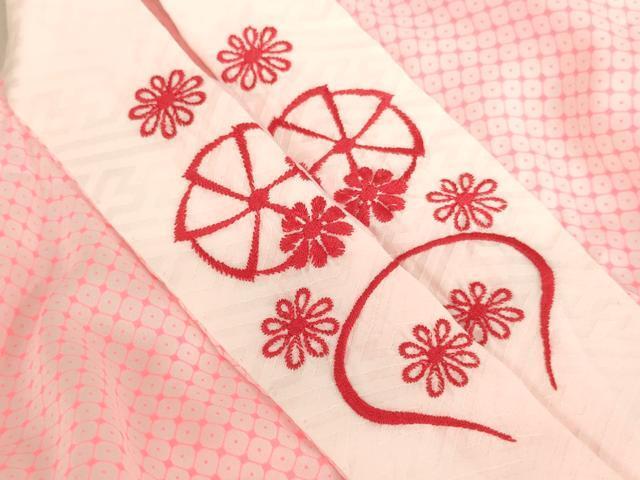 平和屋着物[]七五三　女の子　７歳　祝着　四つ身　襦袢セット　菊桜文　鬼しぼ縮緬　洗える着物　AAAU5474ja_画像7