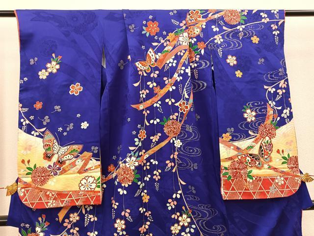  flat мир магазин кимоно [] "Семь, пять, три" девочка 7 лет праздничная одежда 4 .. двойной пояс obi комплект цветок бабочка документ золотая краска замечательная вещь BAAT7248mz