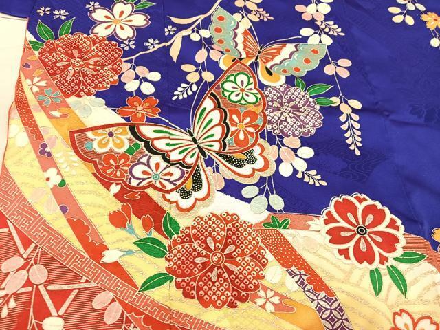  flat мир магазин кимоно [] "Семь, пять, три" девочка 7 лет праздничная одежда 4 .. двойной пояс obi комплект цветок бабочка документ золотая краска замечательная вещь BAAT7248mz