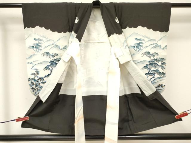  flat мир магазин кимоно [] "Семь, пять, три" мужчина праздничная одежда * лампа с бумажным абажуром hakama комплект пешка вышивка ястреб . пейзаж сосна документ .. окраска золотая краска замечательная вещь DAAW2891ma