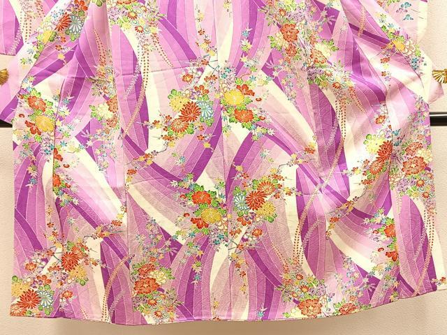 平和屋着物[]七五三　女の子　７歳　祝着　四つ身　袋帯セット　草花文　逸品　BAAT7334mz_画像3