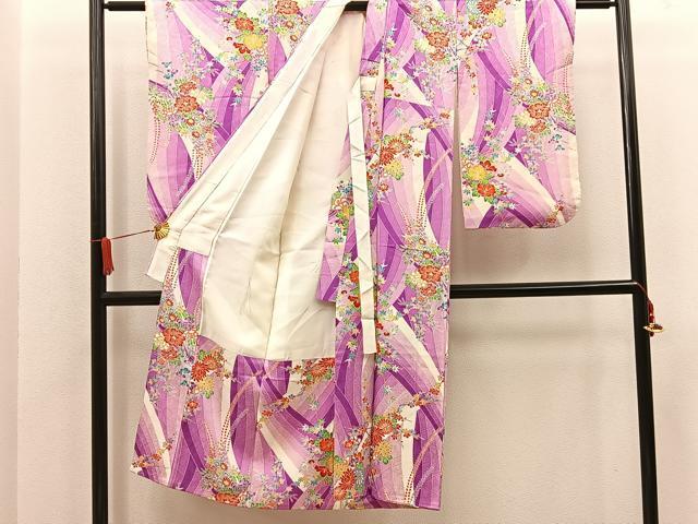 平和屋着物[]七五三　女の子　７歳　祝着　四つ身　袋帯セット　草花文　逸品　BAAT7334mz_画像4