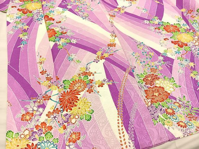 平和屋着物[]七五三　女の子　７歳　祝着　四つ身　袋帯セット　草花文　逸品　BAAT7334mz_画像5