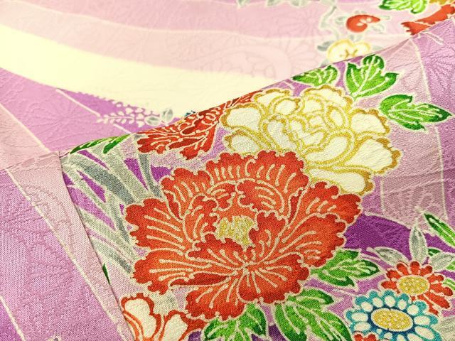 平和屋着物[]七五三　女の子　７歳　祝着　四つ身　袋帯セット　草花文　逸品　BAAT7334mz_画像6