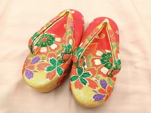 平和屋着物[]七五三　女の子　７歳　祝着　四つ身　長襦袢・袋帯・小物セット　御所車飛鶴花文　金彩　逸品　BAAT7338mz_画像8