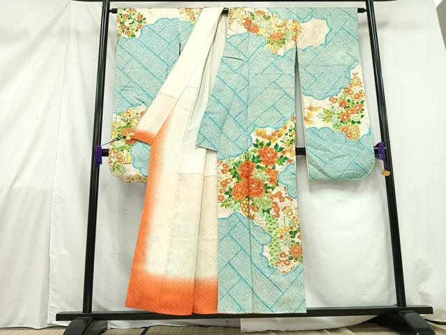 平和屋着物■豪華振袖　駒刺繍　絞り　草花文　金彩　正絹　逸品　AABB9463mf_画像2