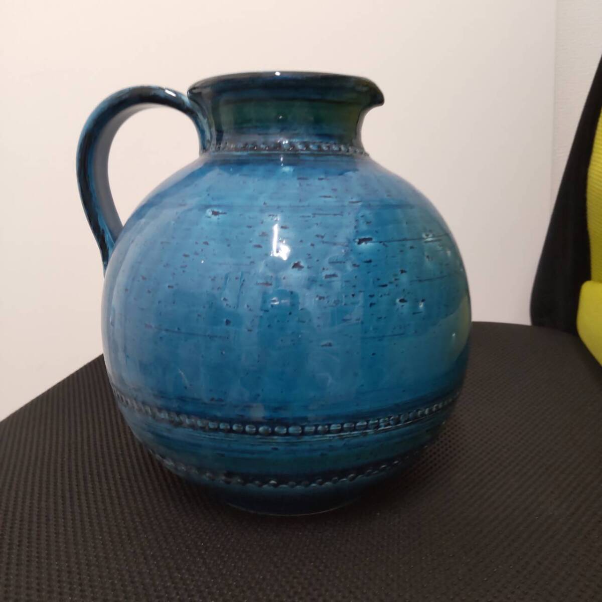 5350｜花瓶 ピッチャー ミッドセンチュリー リミニブルー イタリア陶器 1円スタート♪_画像3
