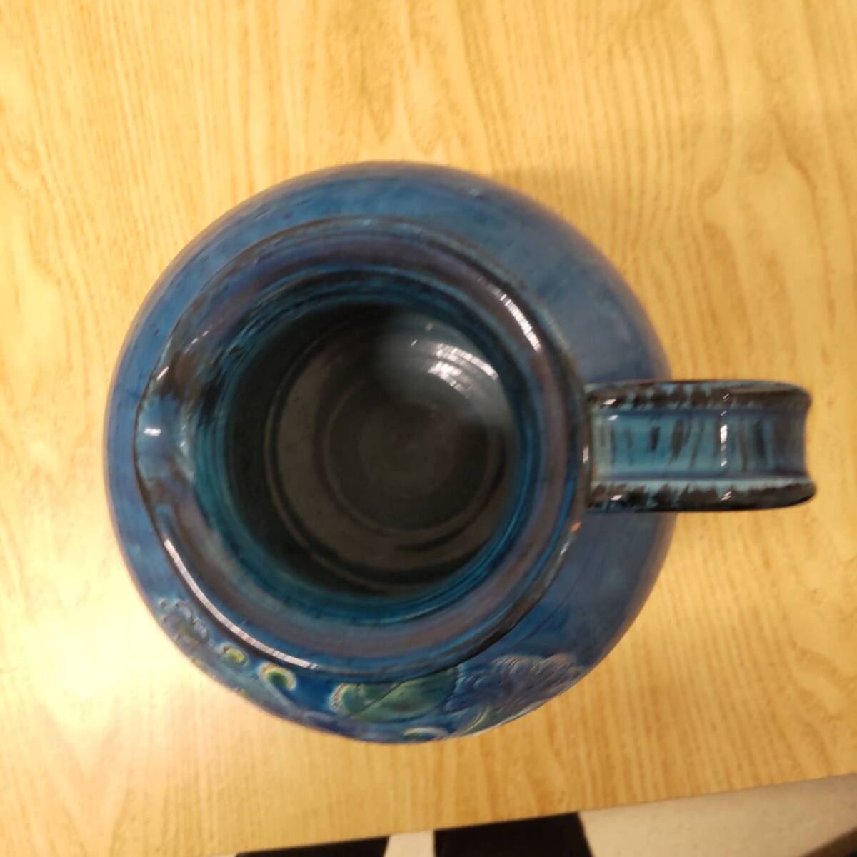 5350｜花瓶 ピッチャー ミッドセンチュリー リミニブルー イタリア陶器 1円スタート♪_画像5